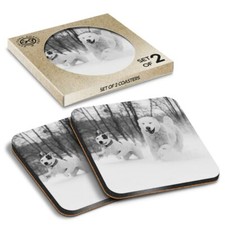 2 x Boxed Square Coasters - BW