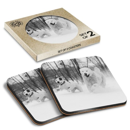 Boxed square coasters bw - x,