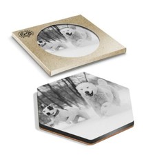 1 x Hexagon Coaster - BW -