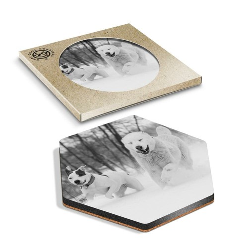 Hexagon coaster bw - coaster,
