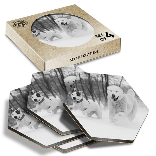 Hexagon coasters bw - coasters,